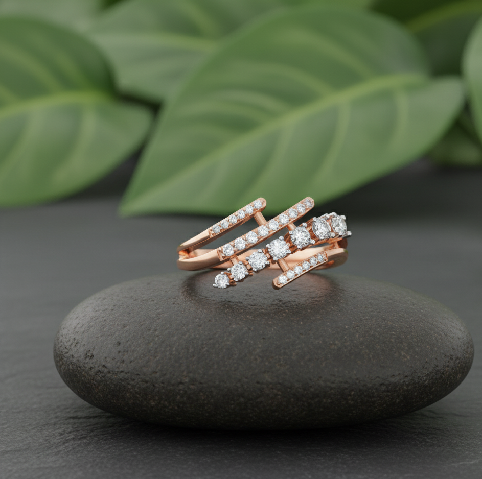 Matrix Multi-Band Diamond Ring