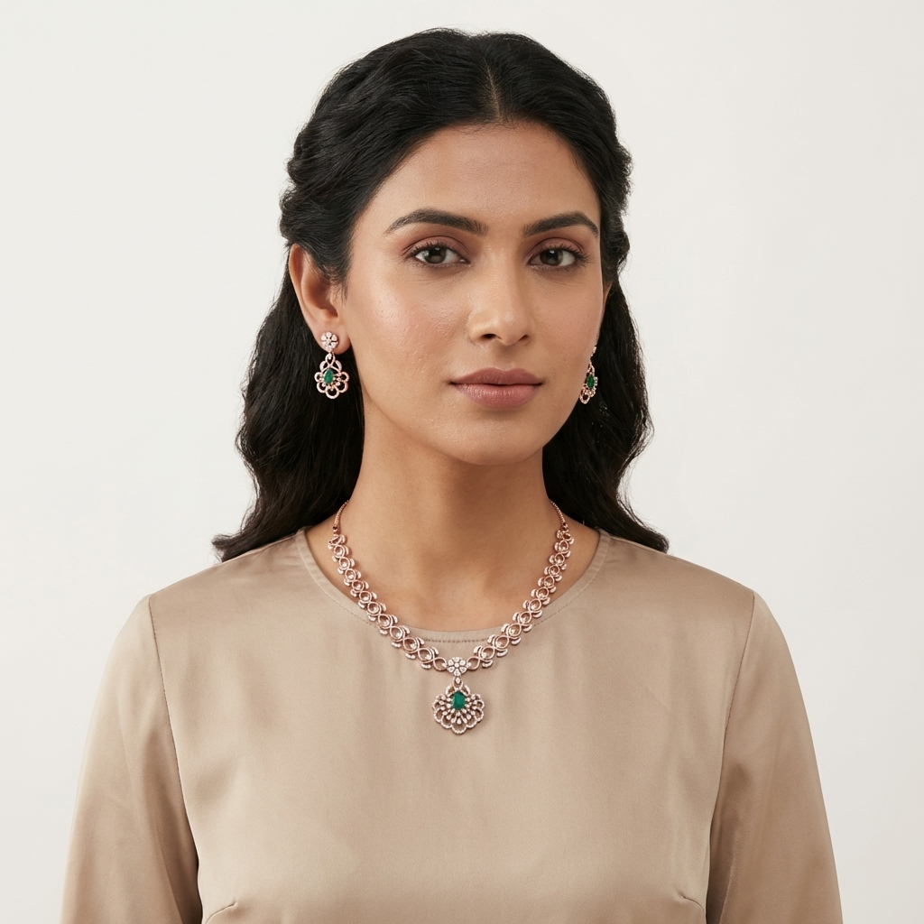 Shimmering Diamond Dazzle Necklace Set - 4