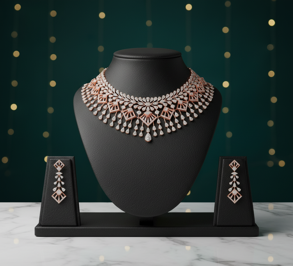 Crystal Luxe Diamond Necklace for Festive Celebrations