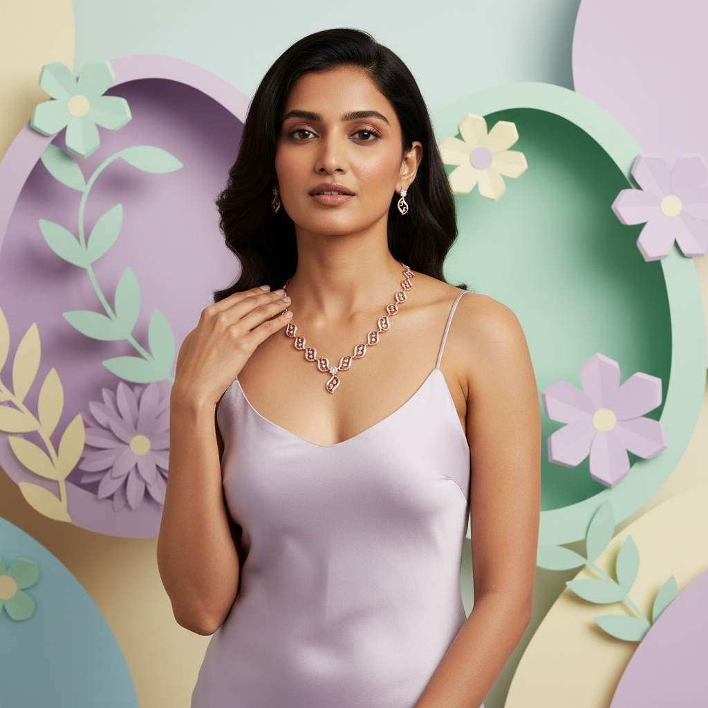 Glittering Diamond Radiance Necklace Set - 4