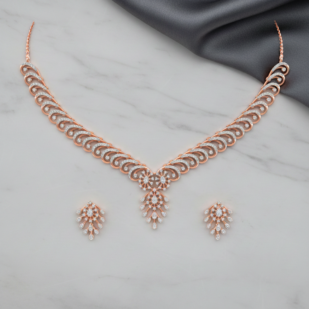 Sparkling Diamond Dazzle Necklace Set