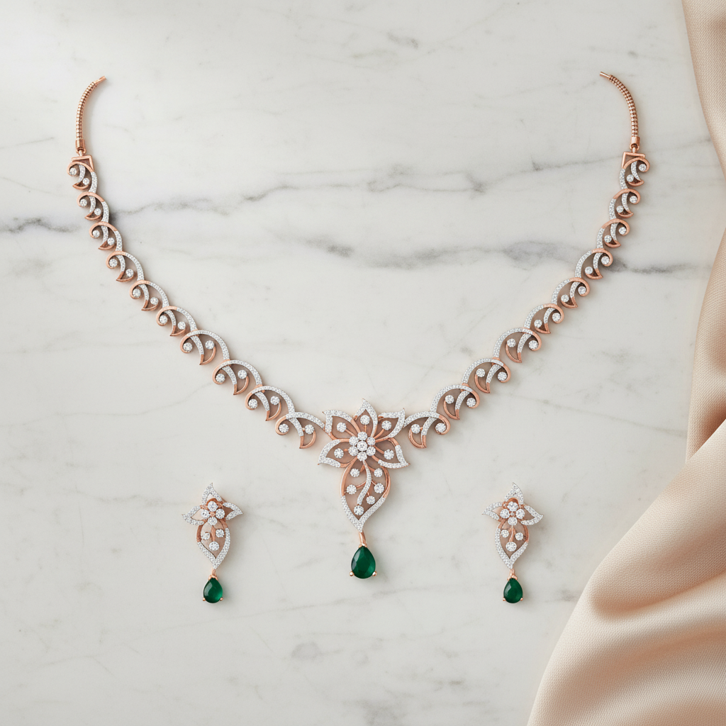 Classic Diamond Charm Necklace Set