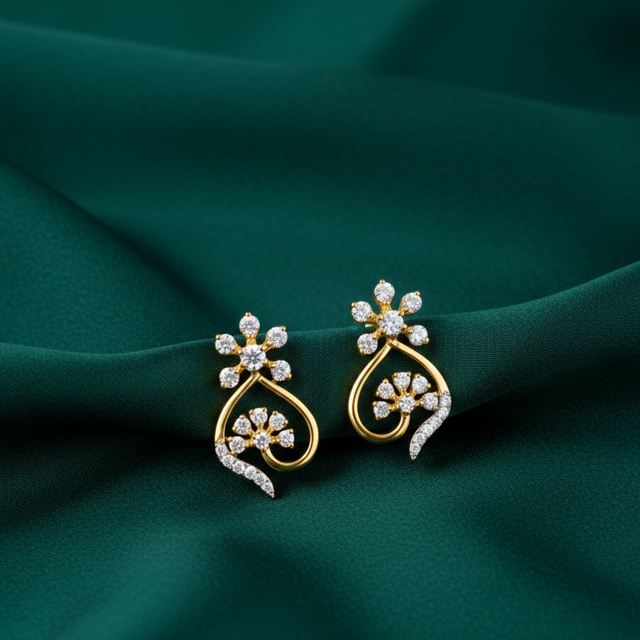 Elegant Diamond Stud Earrings with Smooth Finish