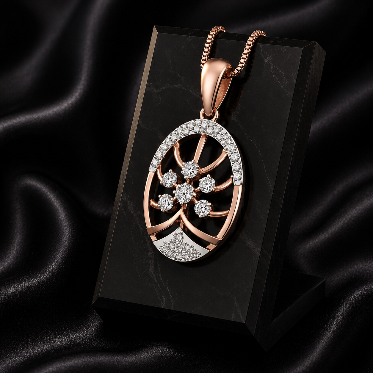 Elegant Diamond Pendant With Gold Chain