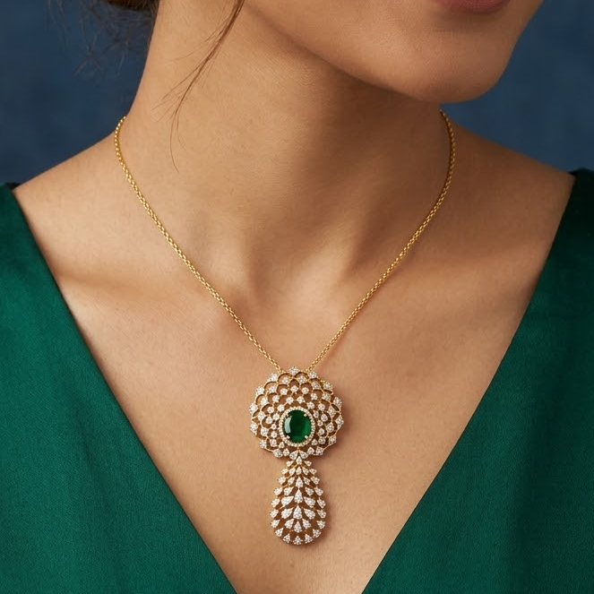 Diamond Crystal Fern Pendant - 3