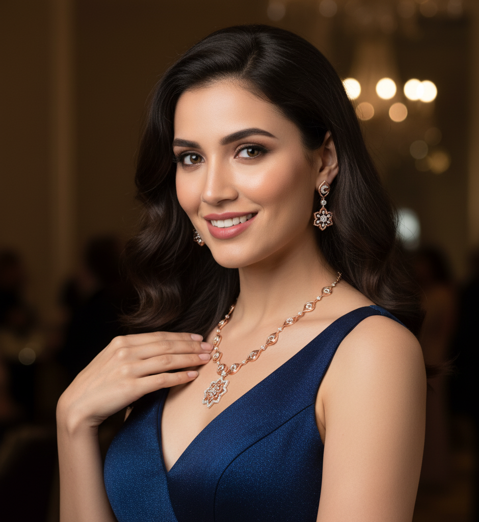 Regal Bloom Diamond Necklace for Wedding Style - 3