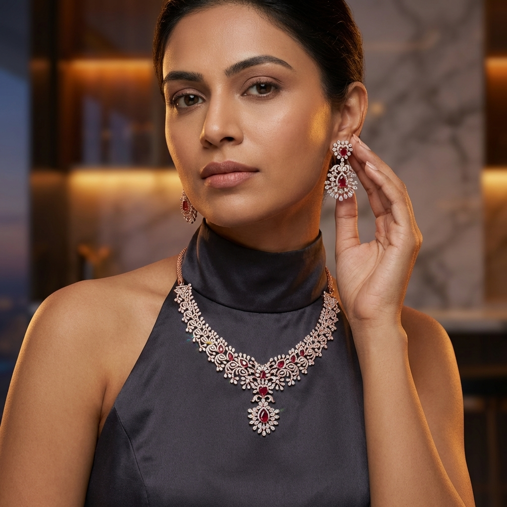 Imperial Diamond Dazzle Necklace Set - 3
