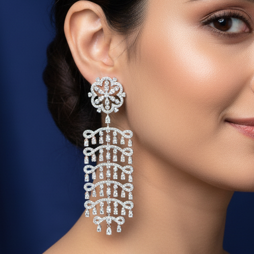 Handmade Diamond Dangler Earrings - 3