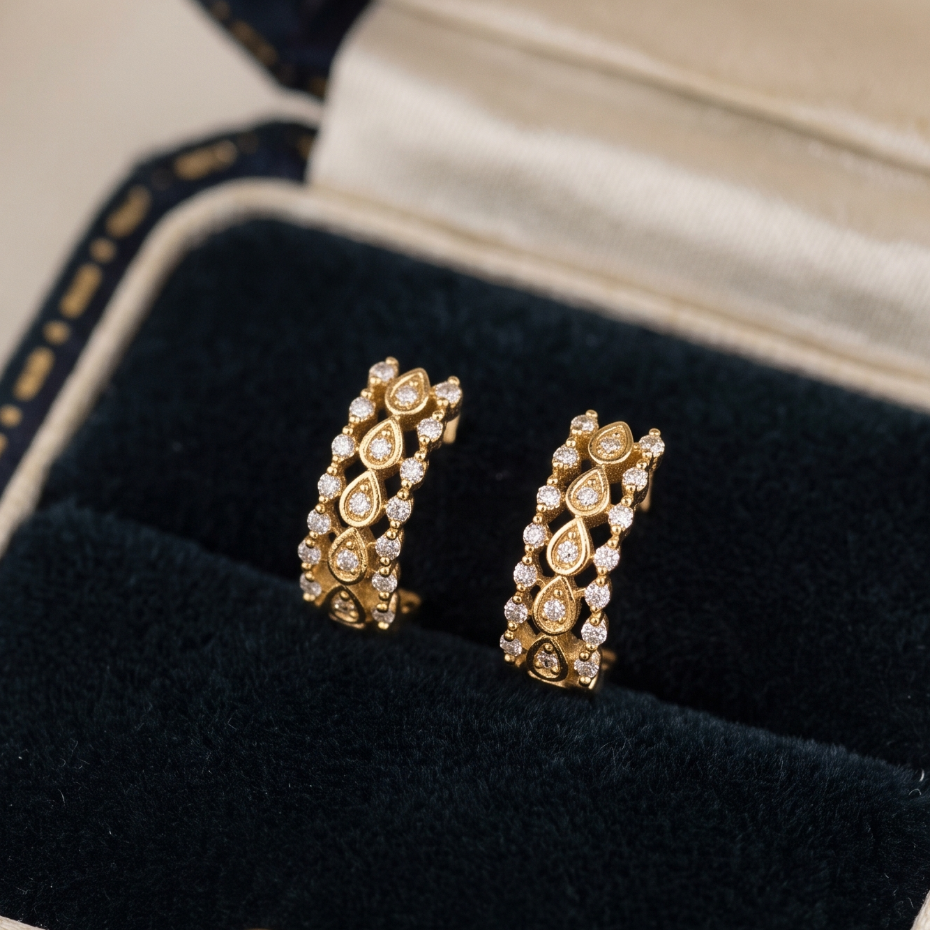 Delicate Floral Diamond Stud Earrings