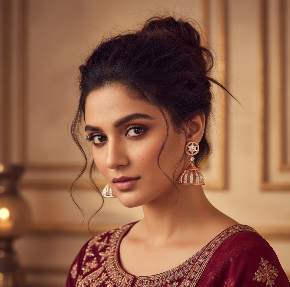 Glitter Shine Diamond Jhumkis