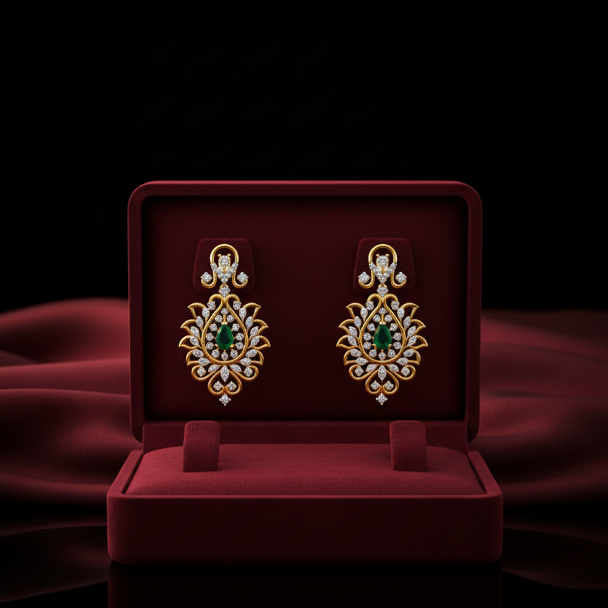 Trendy Diamond Dangle Earrings - 3