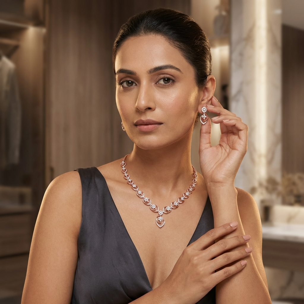 Shimmering Diamond Radiance Necklace Set - 4