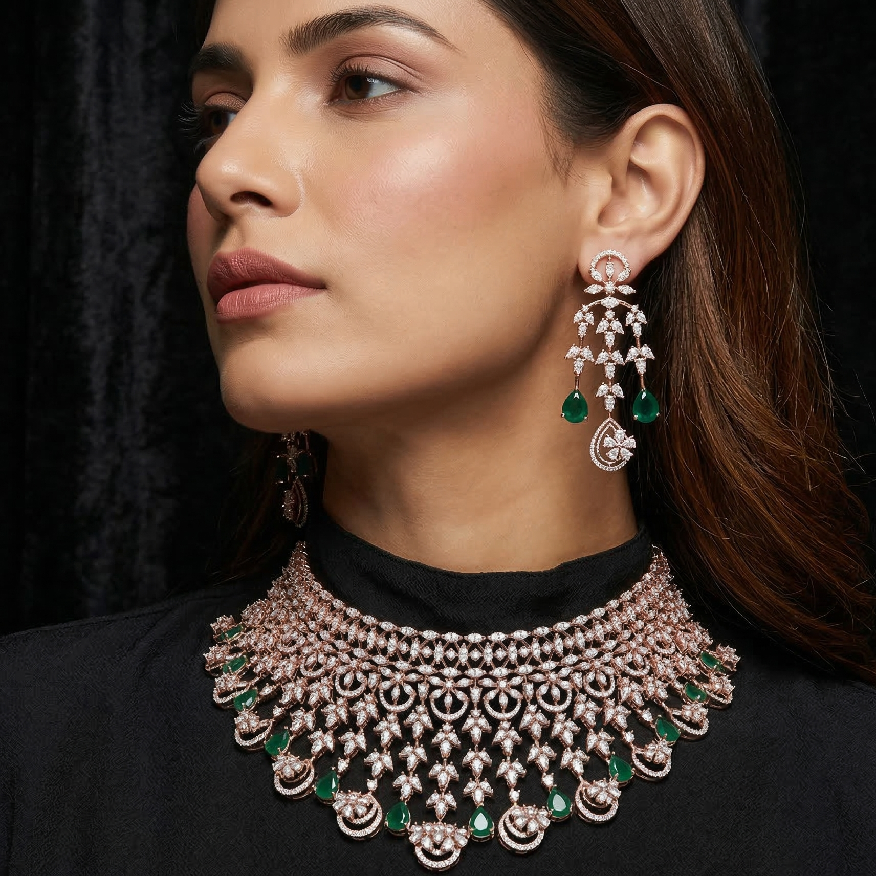 Premium Wedding Diamond Necklace Set - 3