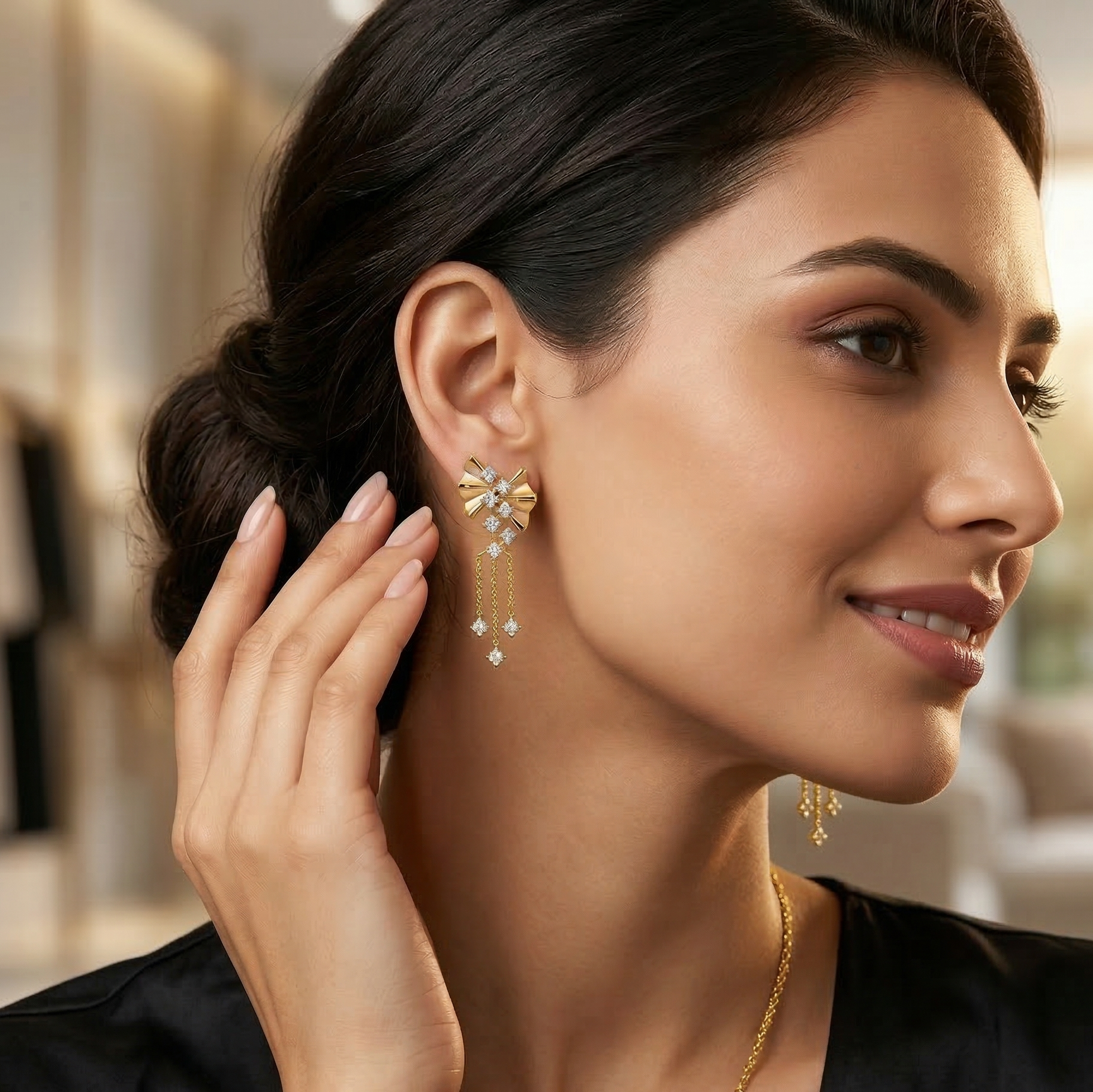 Sleek Diamond Drop Earrings