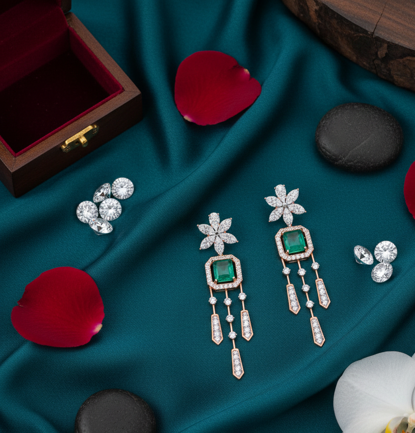 Moonveil Diamond Dangler Earrings - 3