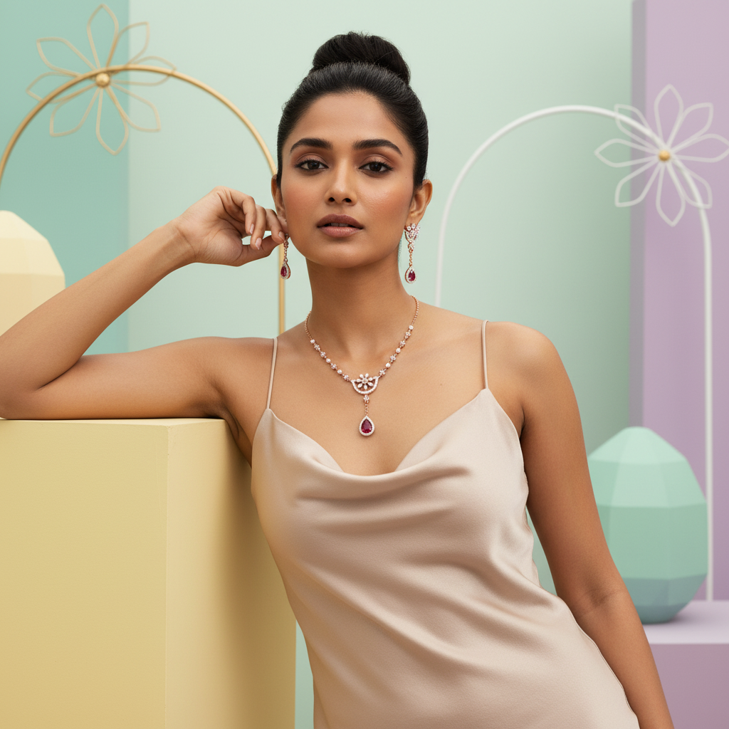 Grand Diamond Charm Necklace Set