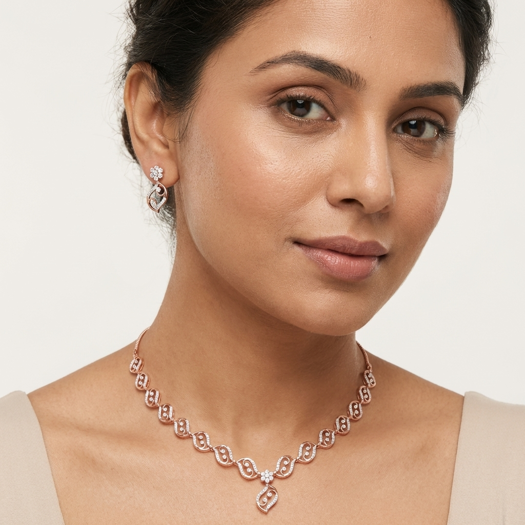 Glittering Diamond Radiance Necklace Set