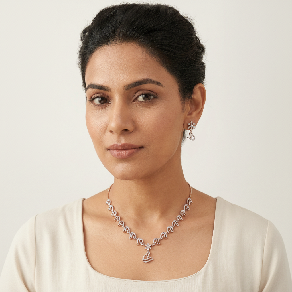 Crystal Glow Diamond Elegance Necklace Set - 3