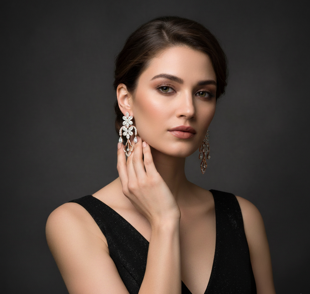 Contemporary Spark Diamond Dangle Earrings