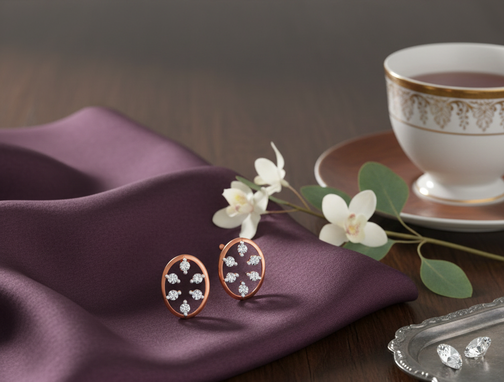 Lightweight Diamond Stud Earrings - 3