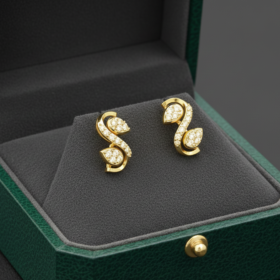 Premium Quality Diamond Stud Earrings - 3