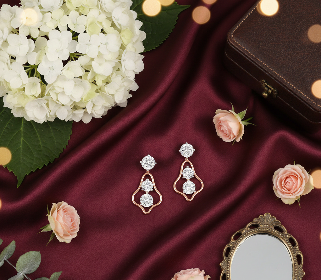 Polished Diamond Stud Earrings