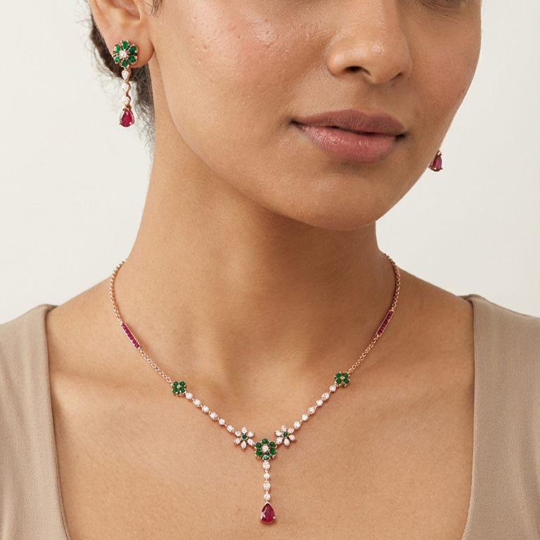 Modern Diamond Glow Necklace Set - 3