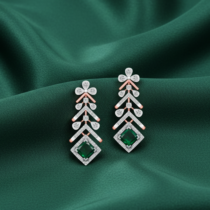 Modern Shine Diamond Drop Earrings