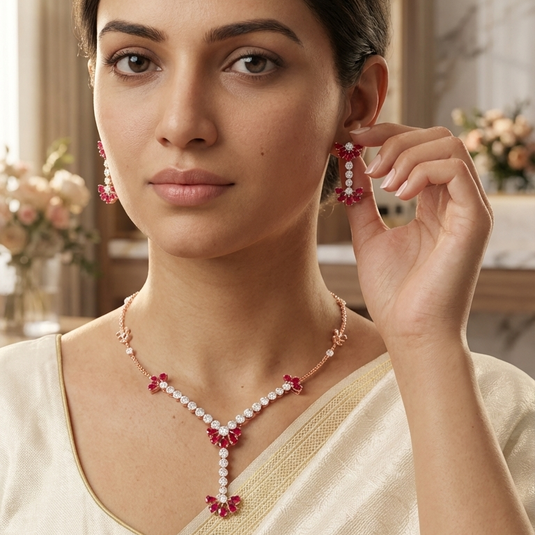 Modern Diamond Dazzle Necklace Set - 4