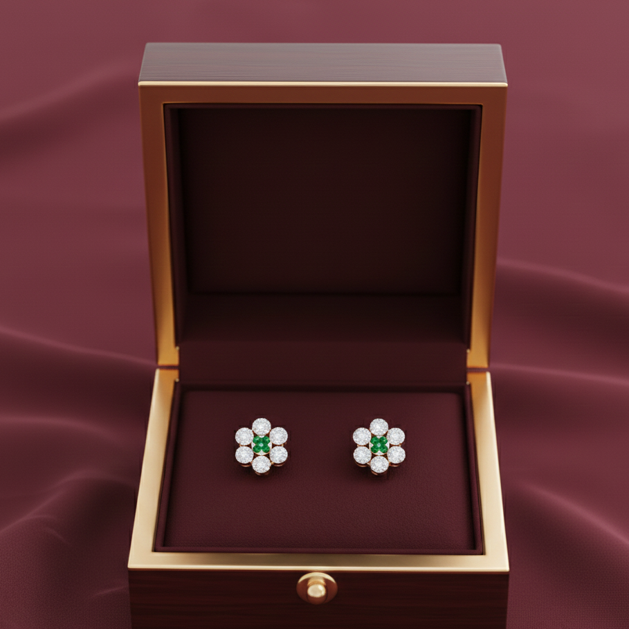 Elegant Diamond Stud Earrings with Brilliant Finish - 3
