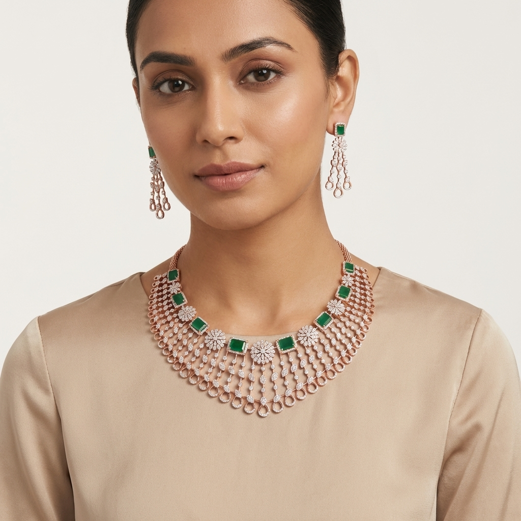 Majestic Diamond Bridal Jewellery Set - 3