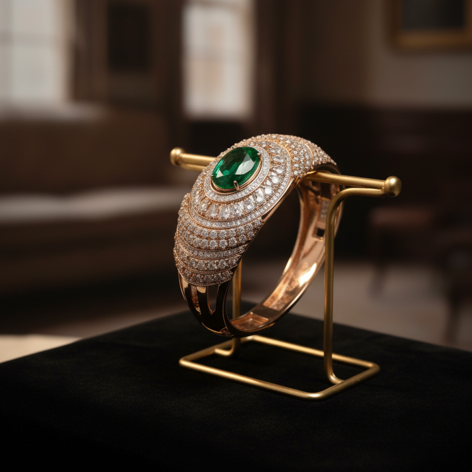 The Cleopatra Diamond & Emerald Cuff