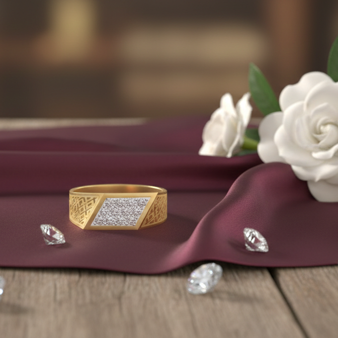 Classic Elite Crown Diamond Gents Ring