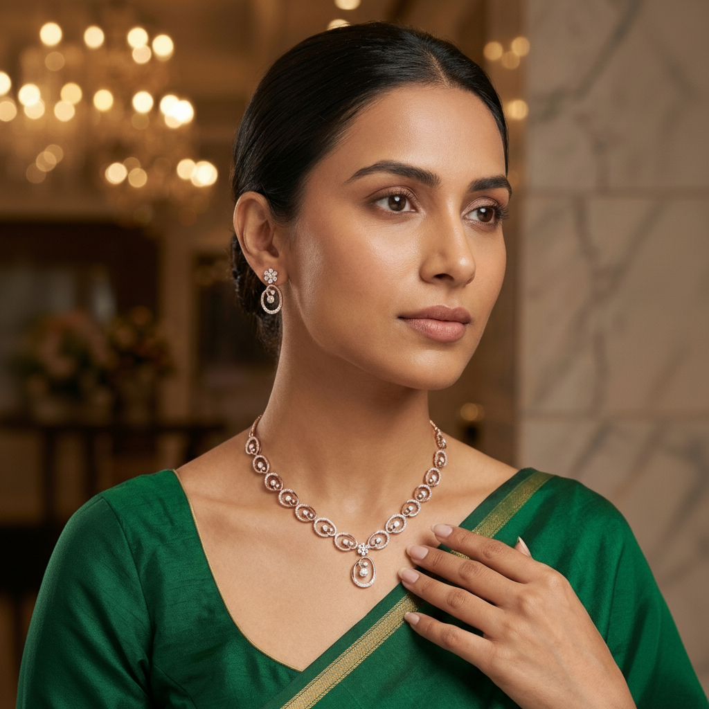 Moonlight Diamond Elegance Necklace Set - 3
