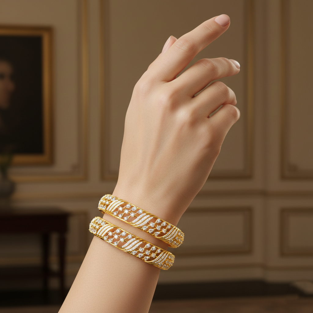 Elegant Diamond Grace Bangles - 3