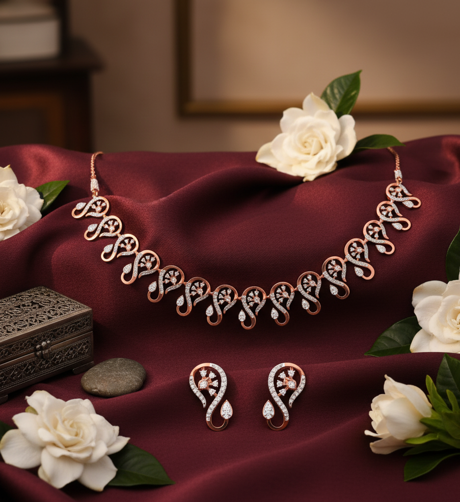 Aura Shine Diamond Necklace with Crafted Earrings