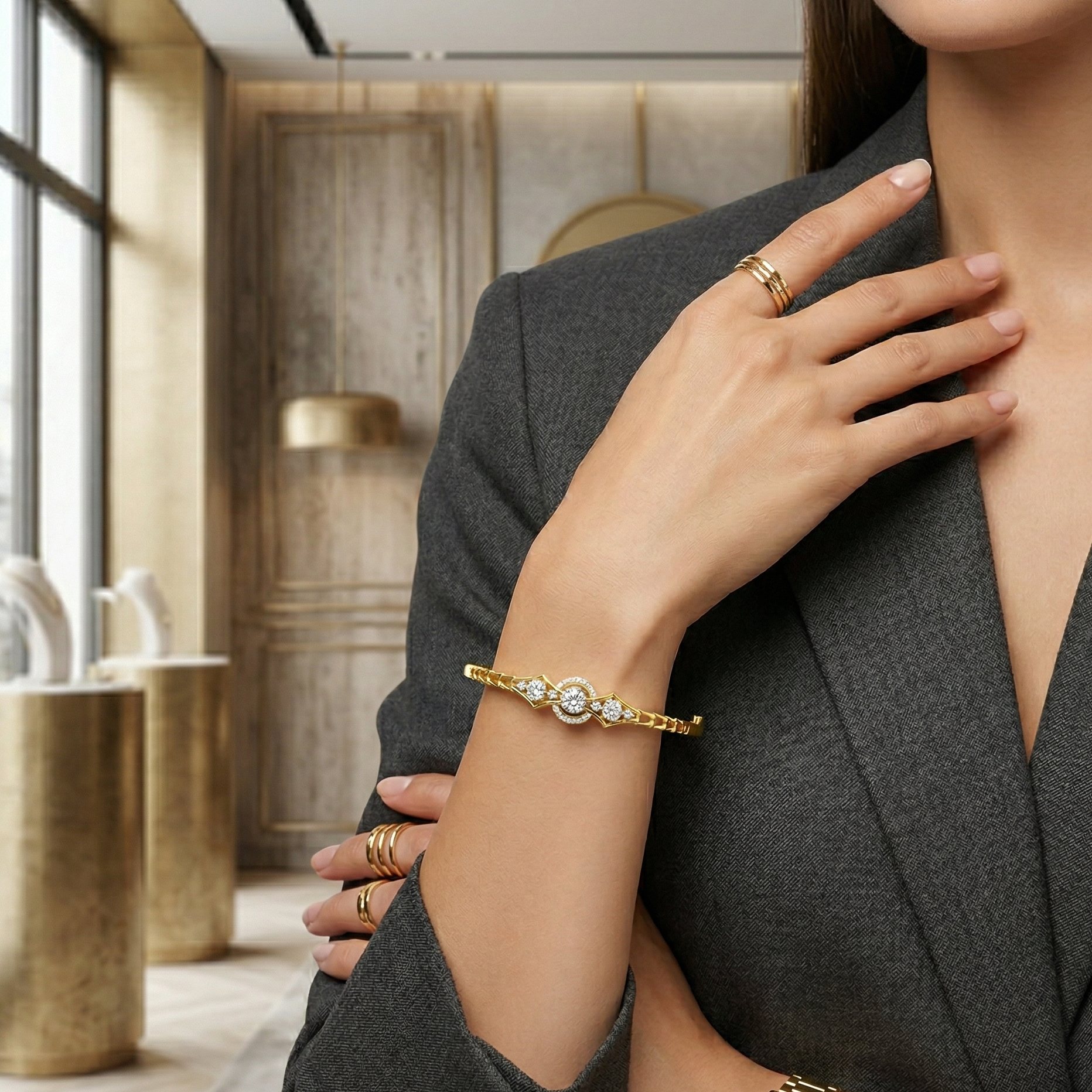 LuxeGlow Diamond Link Bracelet - 3