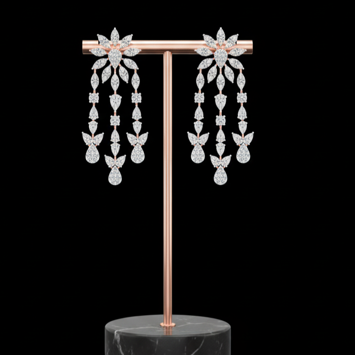 Elegant Luxury Diamond Dangle Earrings