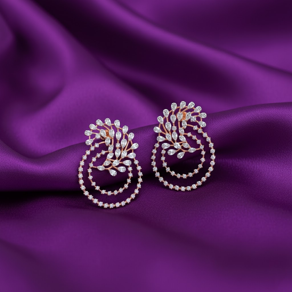 Radiant Bloom Diamond Stud Earrings