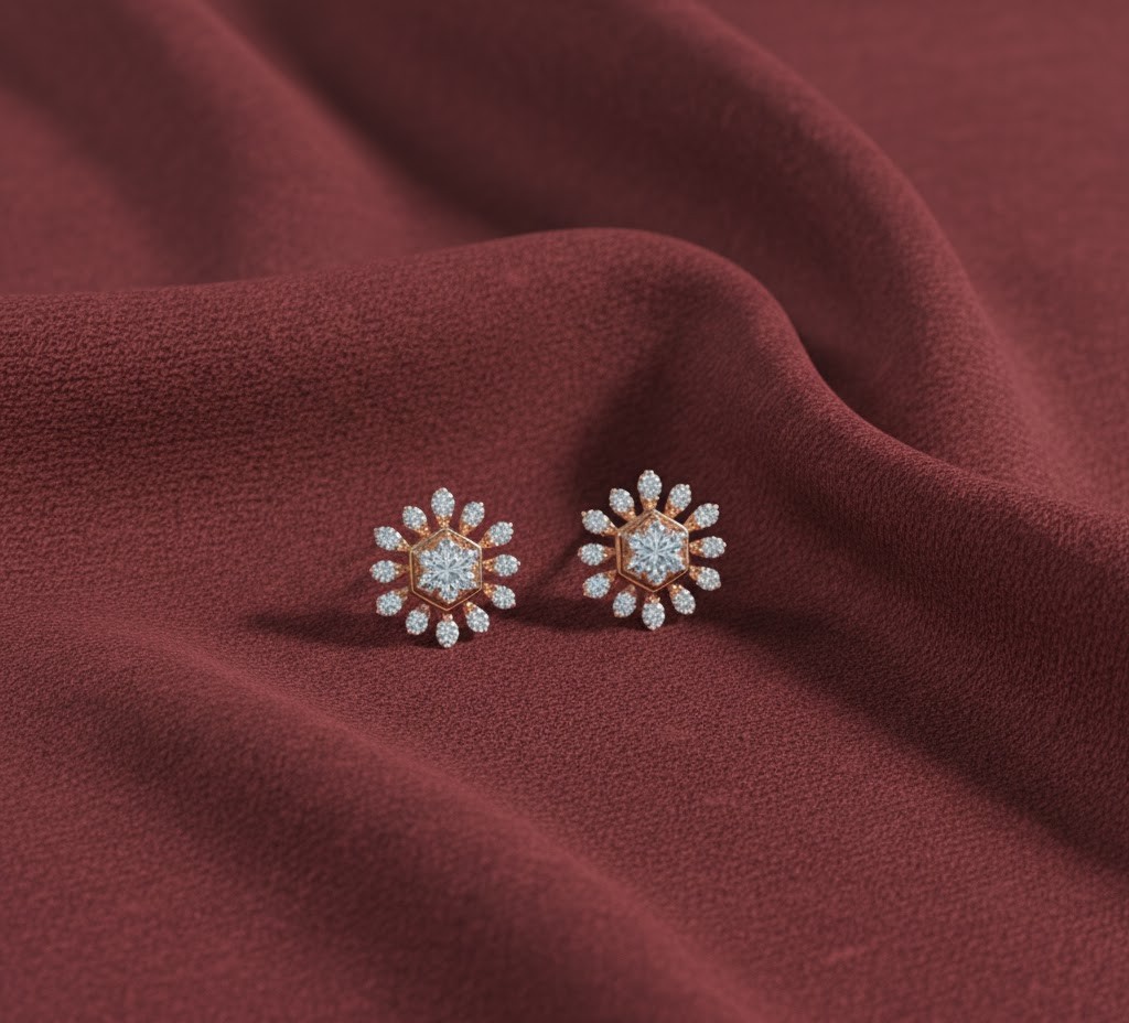 Radiant Curve Diamond Stud Earrings