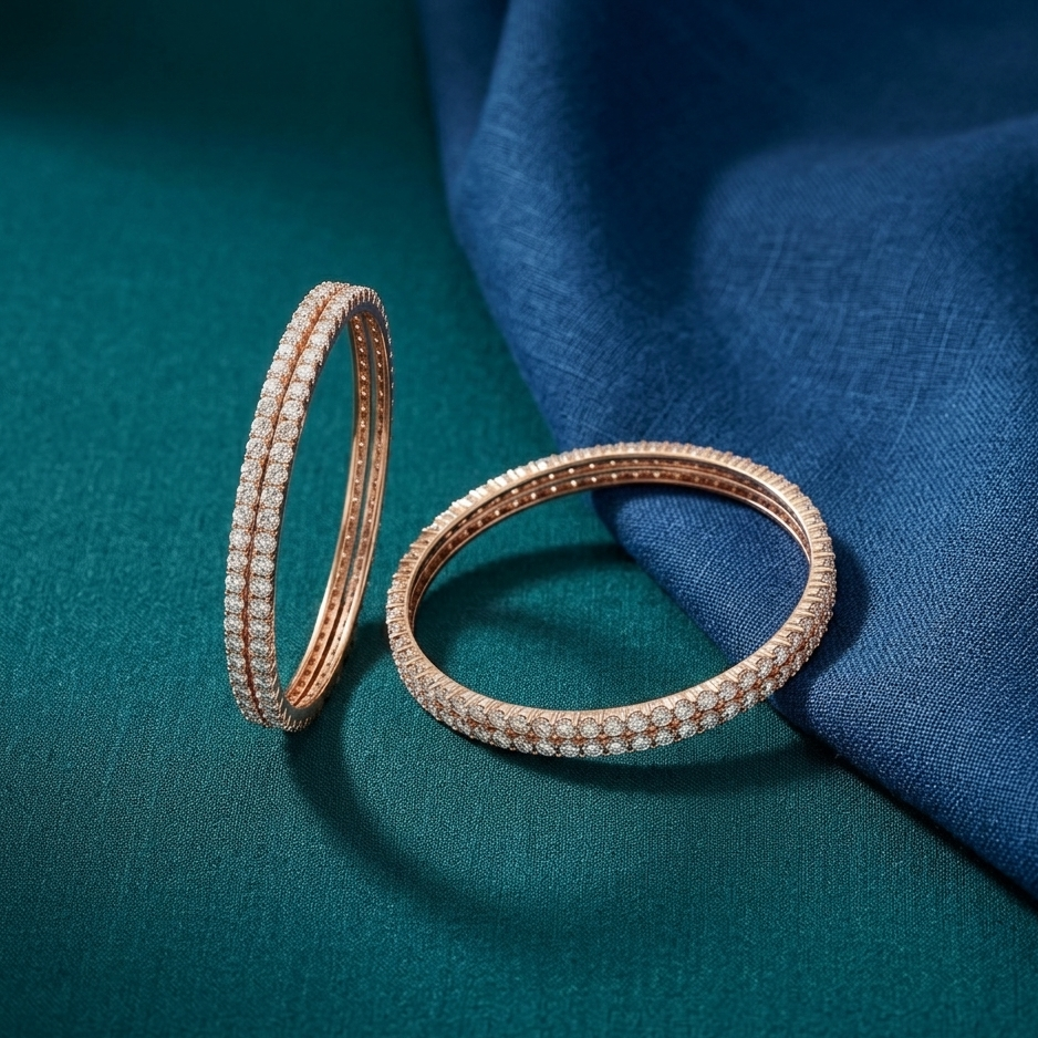 Dual Tone Diamond Bangles