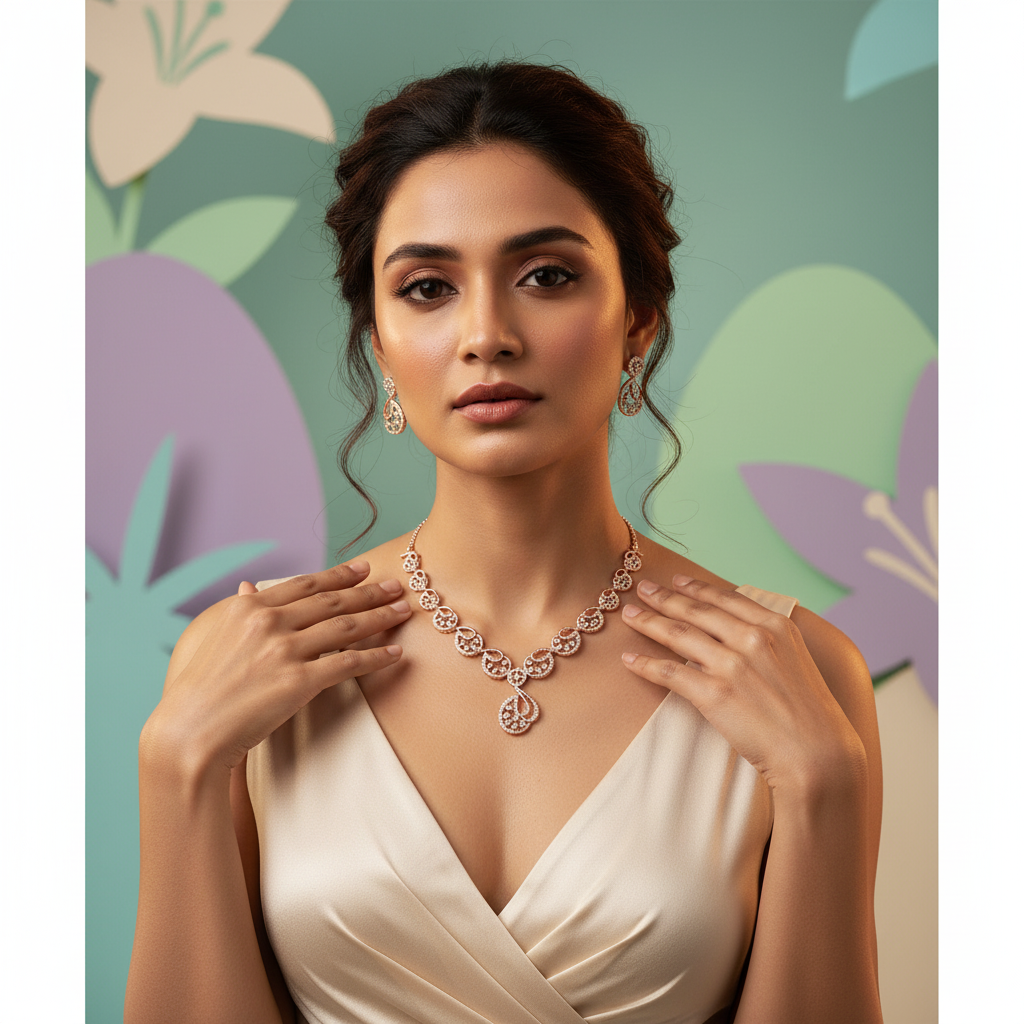 Shimmering Diamond Elegance Necklace Set - 4