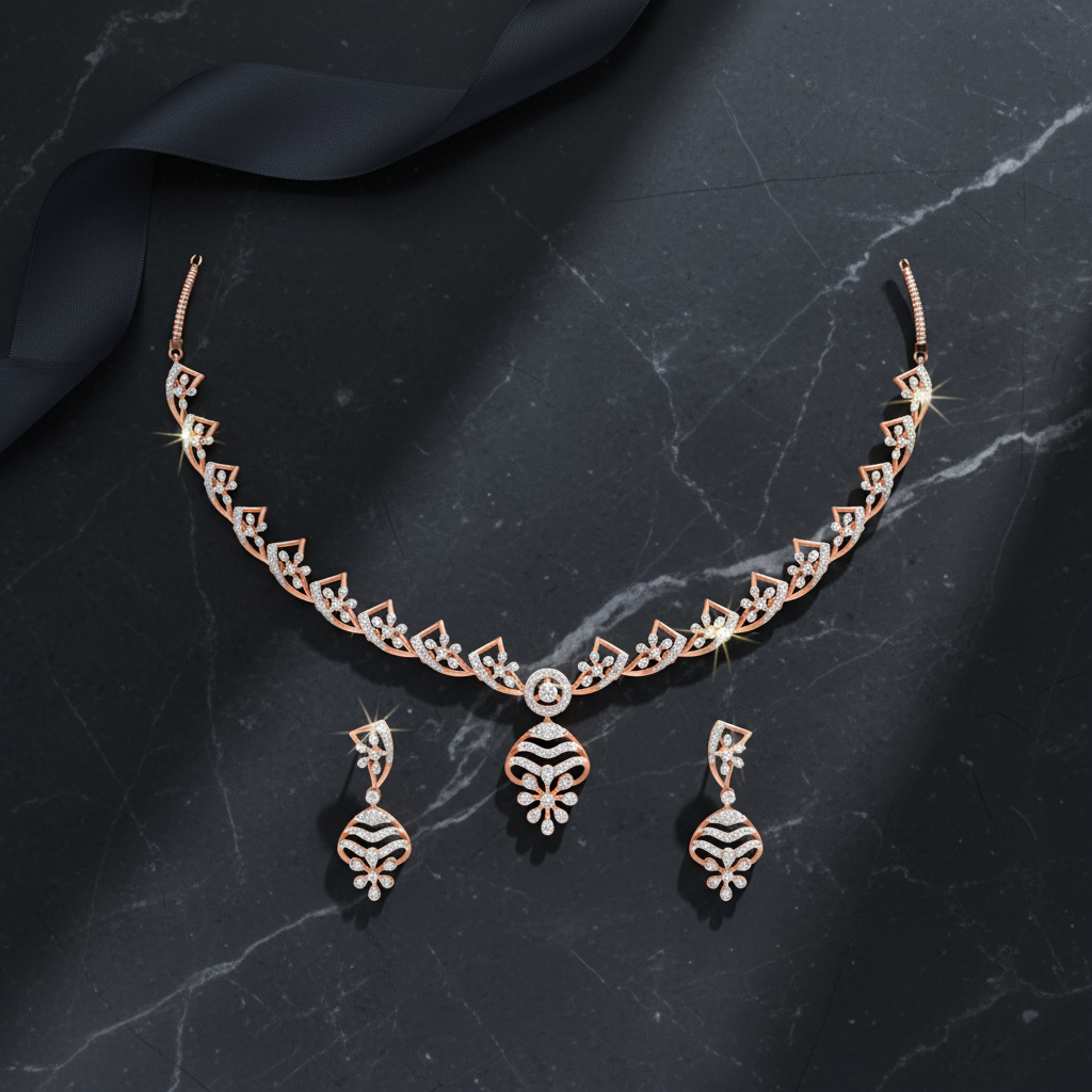 Shimmering Diamond Glow Necklace Set