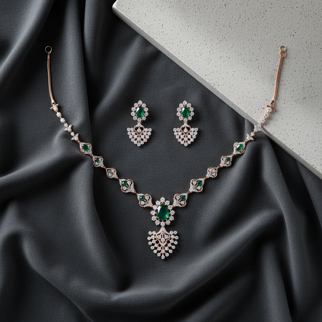 Shimmering Diamond Shine Necklace Set