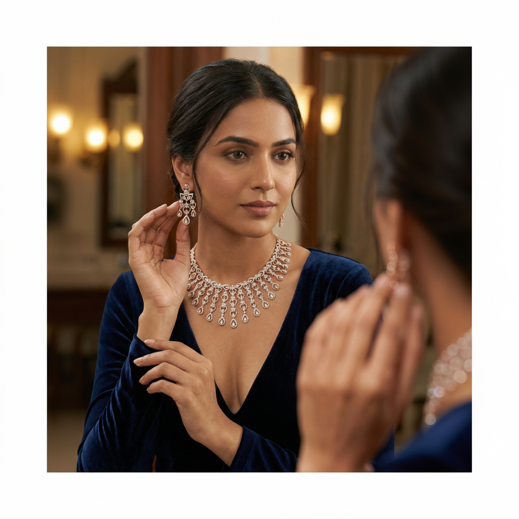 Elegant Aura Diamond Bridal Necklace - 4