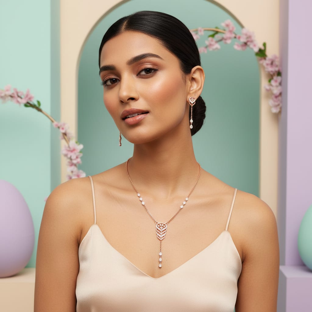Imperial Diamond Charm Necklace Set - 4
