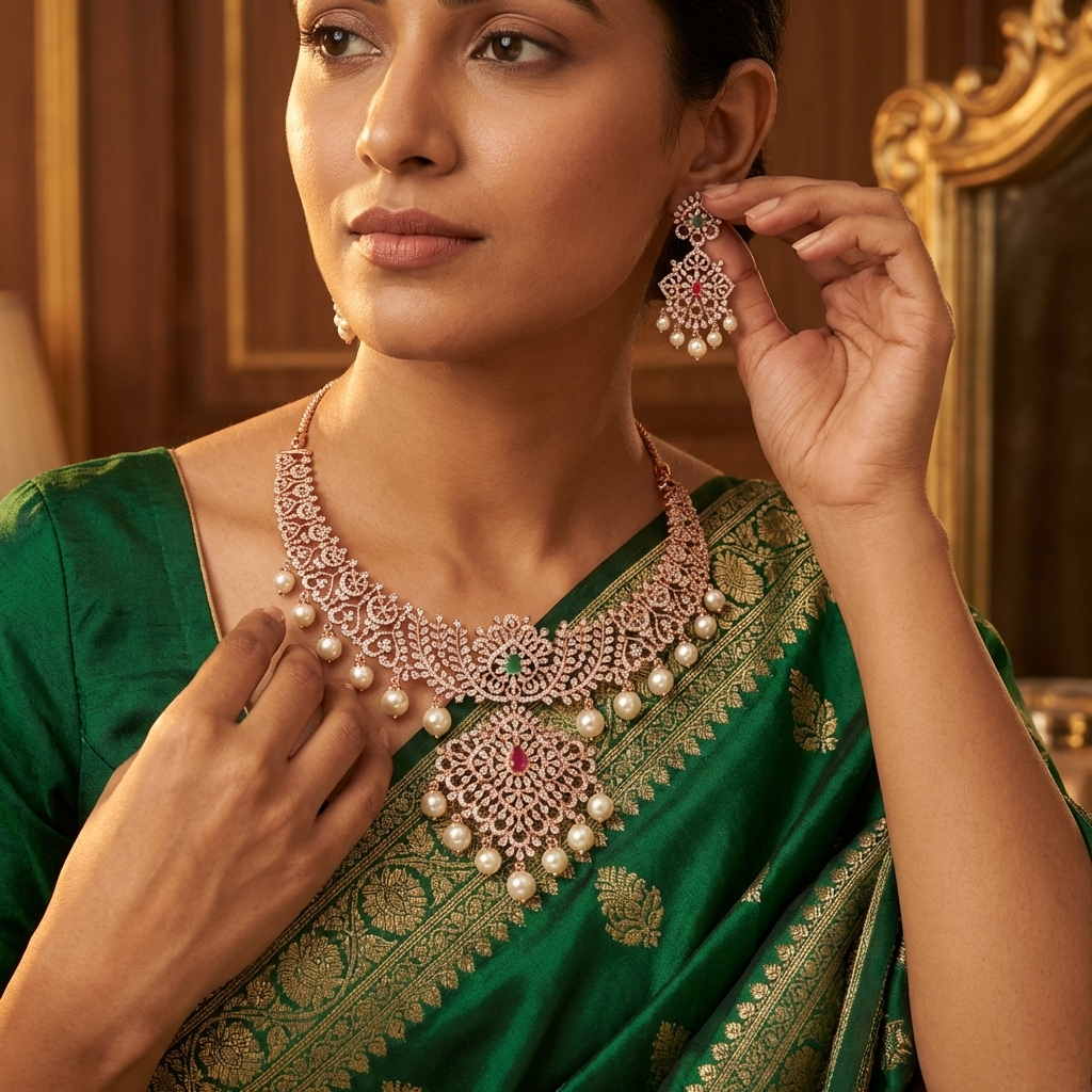 Glittering Diamond Elegance Necklace Set