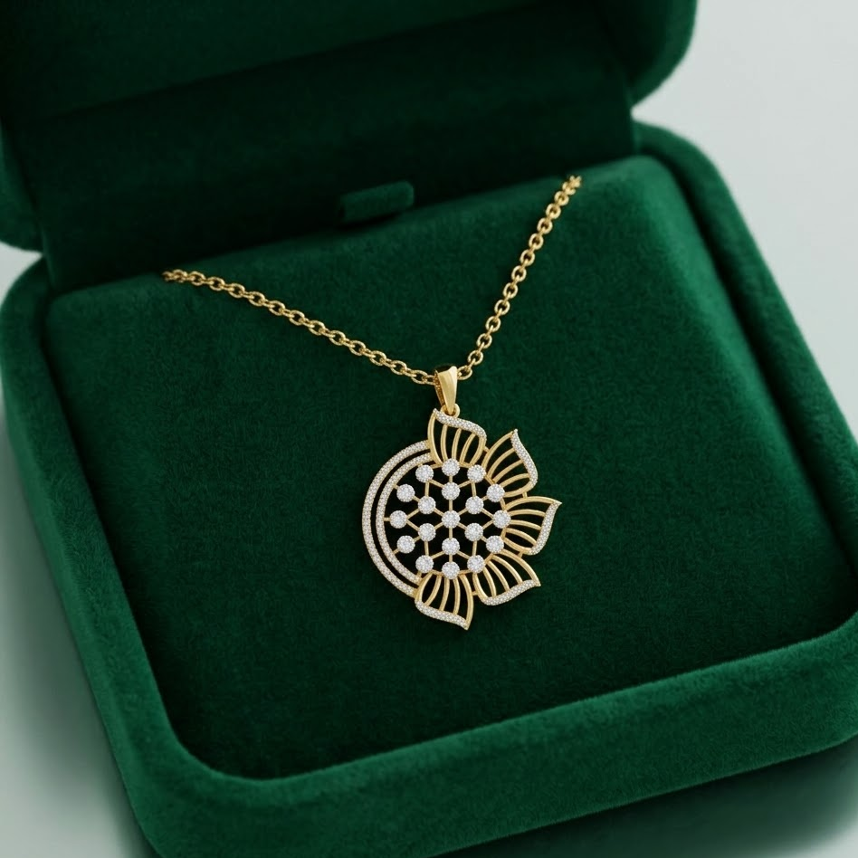 Diamond Glimmer Petal Pendant - 3