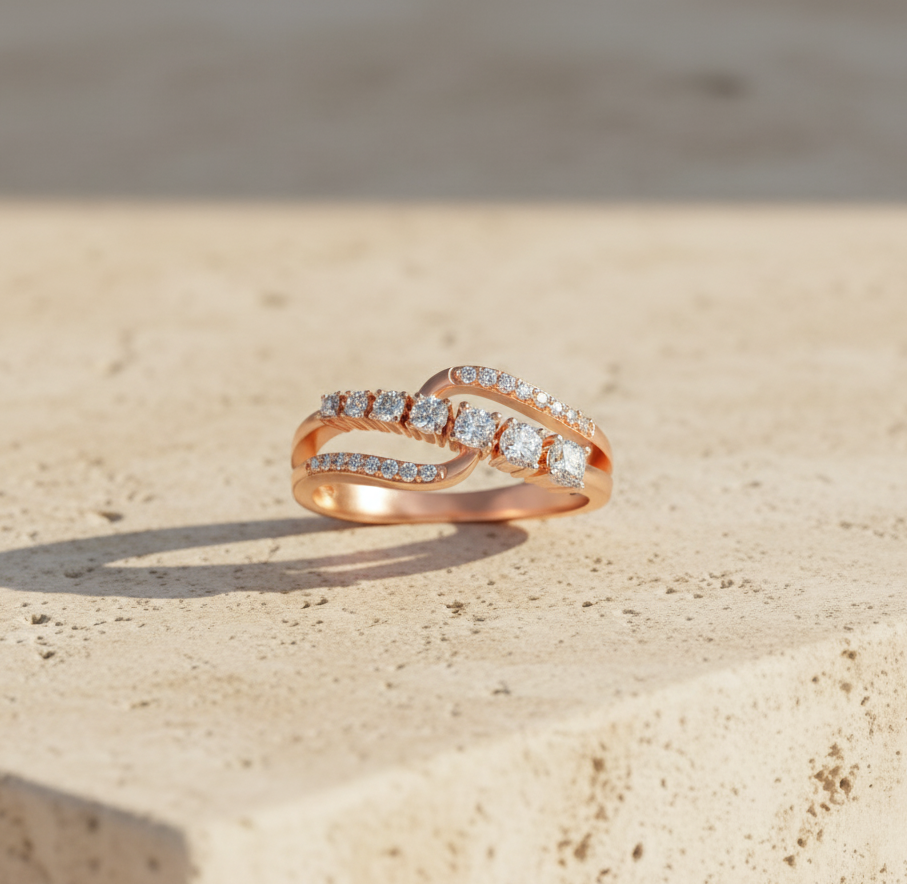 Lyra Wave Diamond Ring