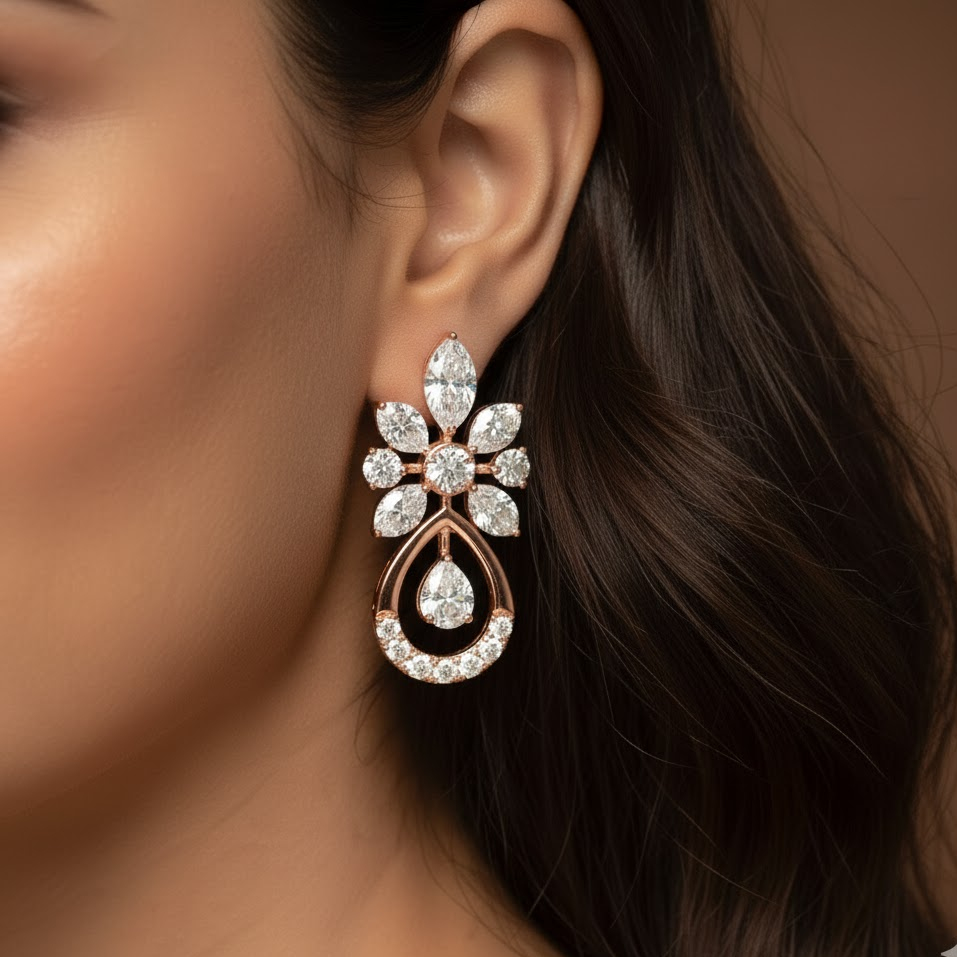 Designer Shimmer Diamond Danglers